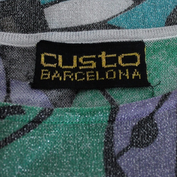 Y2K 2000's Custo Barcelona Sparkle Knitted Slouch Fit Sweater Tunic Top - Picture 4 of 4